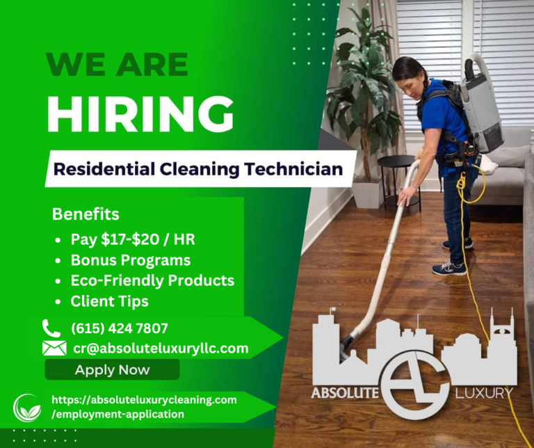 Hiring Poster Absolute Luxury Cleaning Services